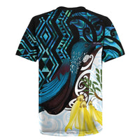 New Zealand Silver Fern Tui Bird Rugby Jersey Maori Kowhai Paua Shell Taniko Motifs LT14 - Polynesian Pride