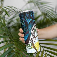 New Zealand Silver Fern Tui Bird Skinny Tumbler Maori Kowhai Paua Shell Taniko Motifs LT14 - Polynesian Pride