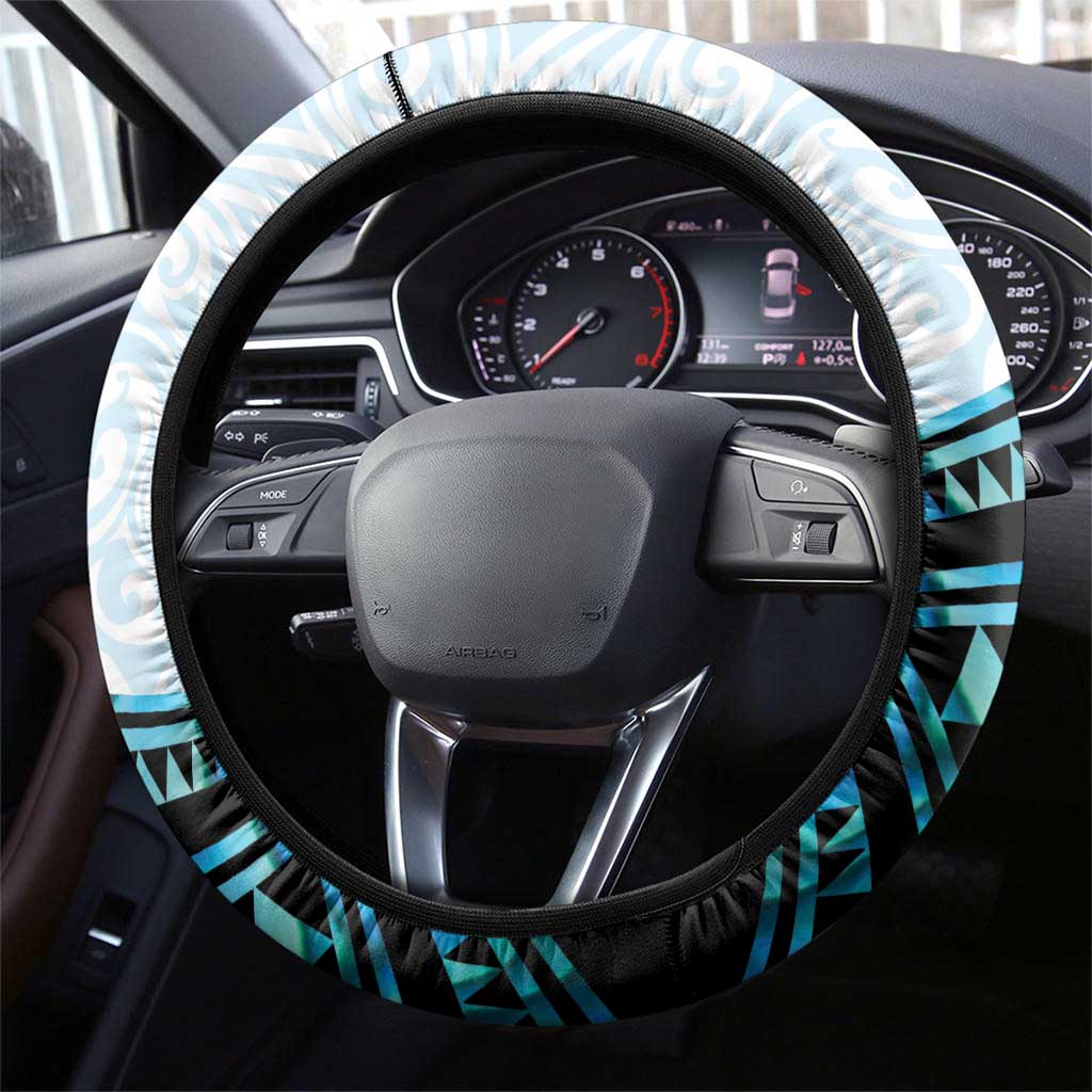 New Zealand Silver Fern Tui Bird Steering Wheel Cover Maori Kowhai Paua Shell Taniko Motifs LT14 - Polynesian Pride