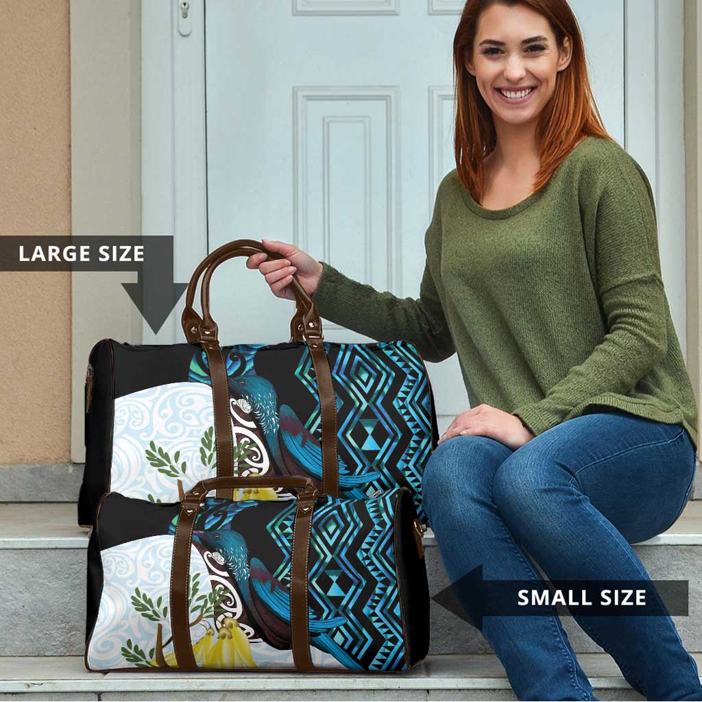New Zealand Silver Fern Tui Bird Travel Bag Maori Kowhai Paua Shell Taniko Motifs LT14 - Polynesian Pride