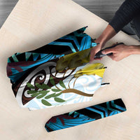 New Zealand Silver Fern Tui Bird Umbrella Maori Kowhai Paua Shell Taniko Motifs LT14 - Polynesian Pride