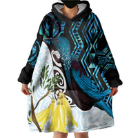 New Zealand Silver Fern Tui Bird Wearable Blanket Hoodie Maori Kowhai Paua Shell Taniko Motifs LT14 - Polynesian Pride