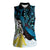 New Zealand Silver Fern Tui Bird Women Sleeveless Polo Shirt Maori Kowhai Paua Shell Taniko Motifs