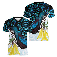 New Zealand Silver Fern Tui Bird Women V-Neck T-Shirt Maori Kowhai Paua Shell Taniko Motifs LT14 - Polynesian Pride