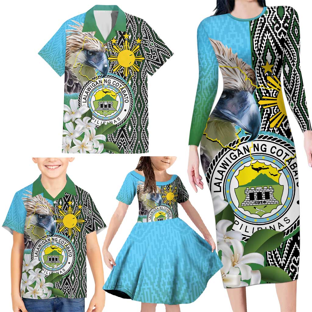 Cotabato Philippines Province Family Matching Long Sleeve Bodycon Dress and Hawaiian Shirt Filipino Eagle Sampaguita Tinalak Pattern LT14 - Polynesian Pride