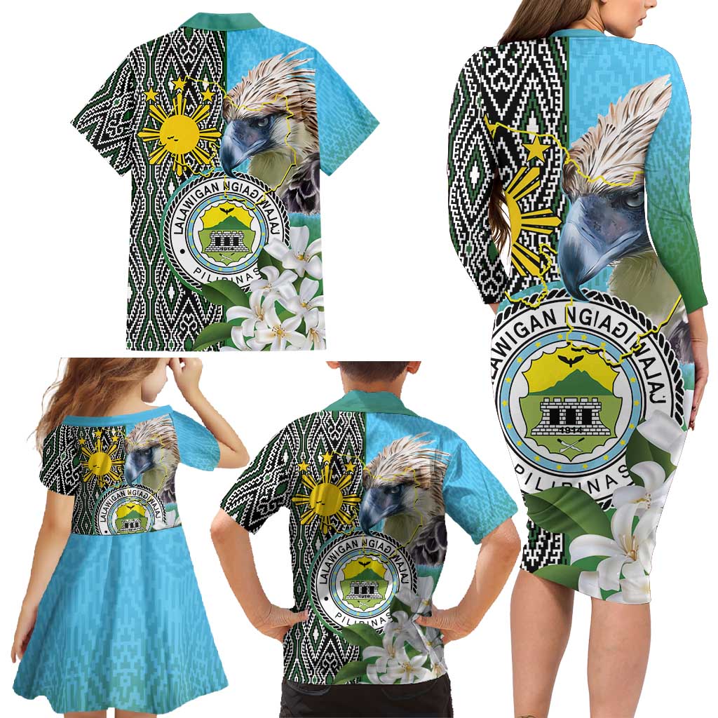 Cotabato Philippines Province Family Matching Long Sleeve Bodycon Dress and Hawaiian Shirt Filipino Eagle Sampaguita Tinalak Pattern LT14 - Polynesian Pride