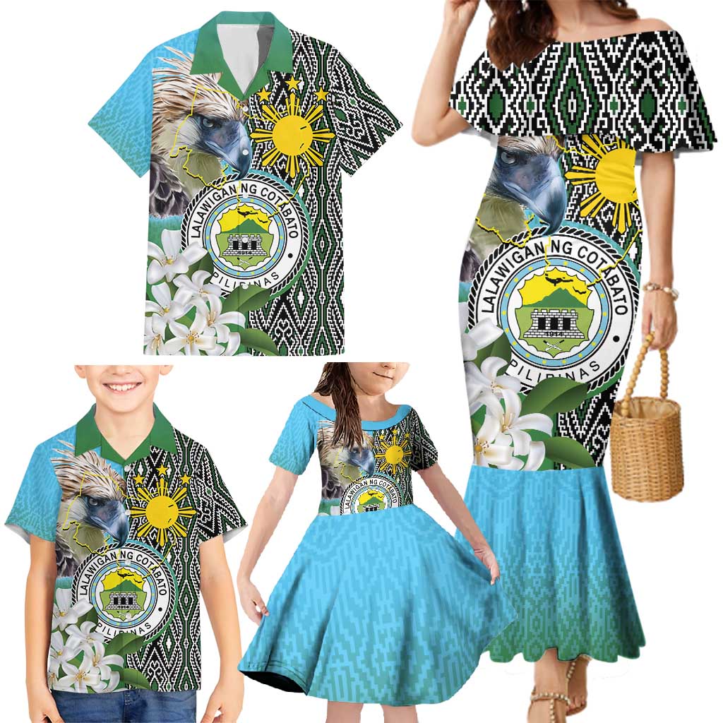 Cotabato Philippines Province Family Matching Mermaid Dress and Hawaiian Shirt Filipino Eagle Sampaguita Tinalak Pattern LT14 - Polynesian Pride