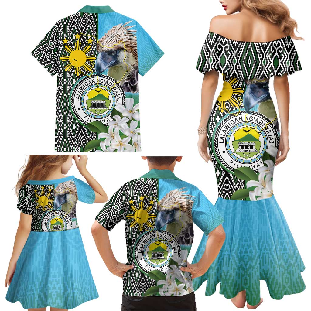 Cotabato Philippines Province Family Matching Mermaid Dress and Hawaiian Shirt Filipino Eagle Sampaguita Tinalak Pattern LT14 - Polynesian Pride
