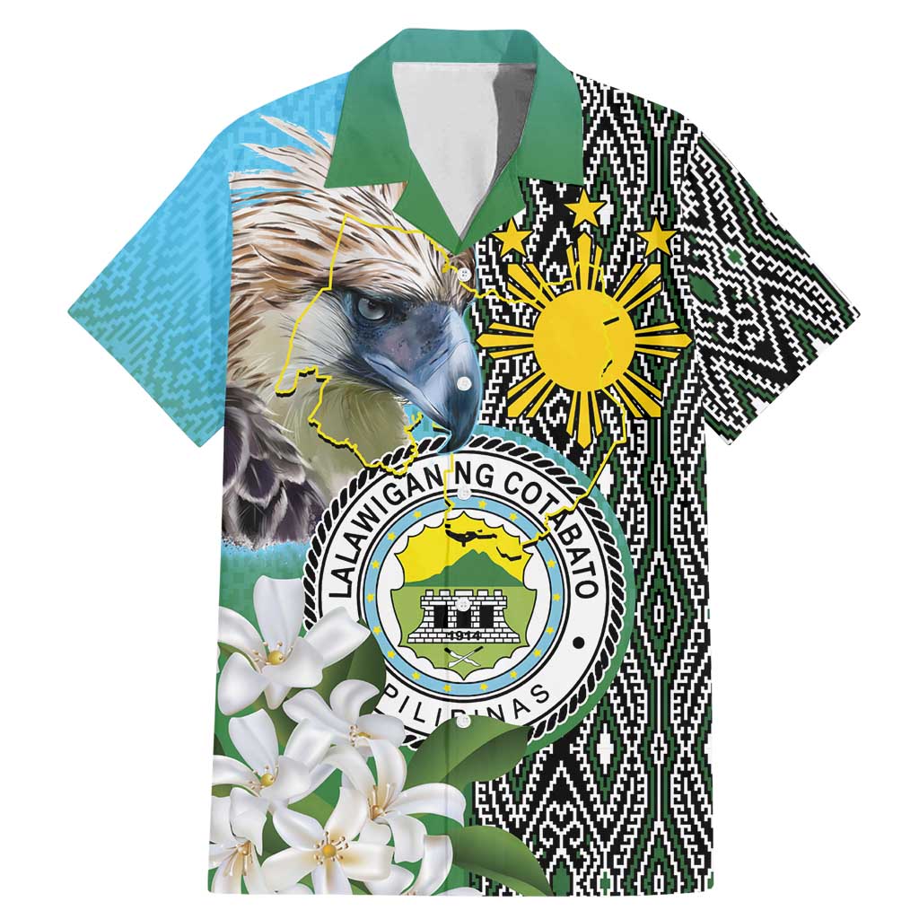 Cotabato Philippines Province Family Matching Mermaid Dress and Hawaiian Shirt Filipino Eagle Sampaguita Tinalak Pattern LT14 Dad's Shirt - Short Sleeve Blue - Polynesian Pride