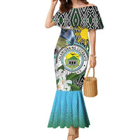 Cotabato Philippines Province Family Matching Mermaid Dress and Hawaiian Shirt Filipino Eagle Sampaguita Tinalak Pattern LT14 Mom's Dress Blue - Polynesian Pride