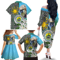 Cotabato Philippines Province Family Matching Off The Shoulder Long Sleeve Dress and Hawaiian Shirt Filipino Eagle Sampaguita Tinalak Pattern LT14 - Polynesian Pride