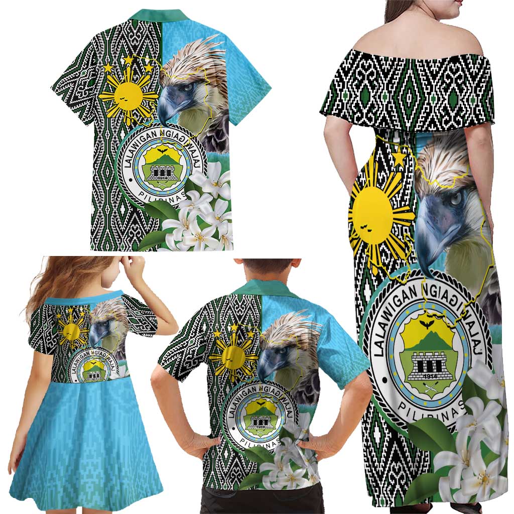 Cotabato Philippines Province Family Matching Off Shoulder Maxi Dress and Hawaiian Shirt Filipino Eagle Sampaguita Tinalak Pattern LT14 - Polynesian Pride