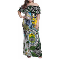 Cotabato Philippines Province Family Matching Off Shoulder Maxi Dress and Hawaiian Shirt Filipino Eagle Sampaguita Tinalak Pattern LT14 Mom's Dress Blue - Polynesian Pride