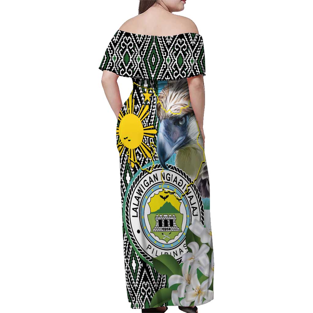 Cotabato Philippines Province Family Matching Off Shoulder Maxi Dress and Hawaiian Shirt Filipino Eagle Sampaguita Tinalak Pattern LT14 - Polynesian Pride