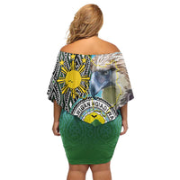 Cotabato Philippines Province Family Matching Off Shoulder Short Dress and Hawaiian Shirt Filipino Eagle Sampaguita Tinalak Pattern LT14 - Polynesian Pride