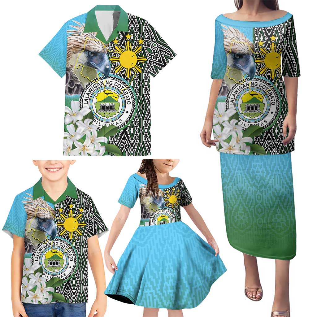 Cotabato Philippines Province Family Matching Puletasi and Hawaiian Shirt Filipino Eagle Sampaguita Tinalak Pattern LT14 - Polynesian Pride