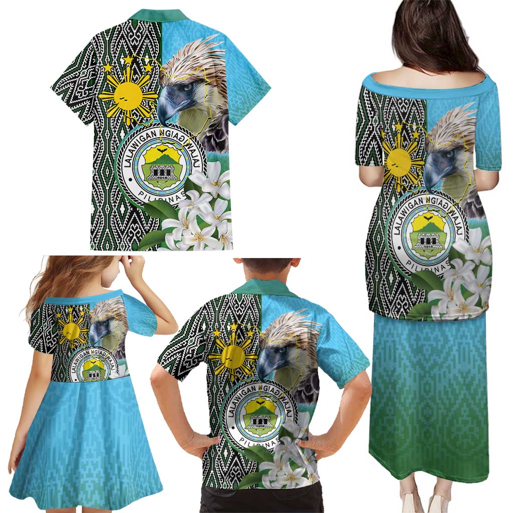 Cotabato Philippines Province Family Matching Puletasi and Hawaiian Shirt Filipino Eagle Sampaguita Tinalak Pattern LT14 - Polynesian Pride