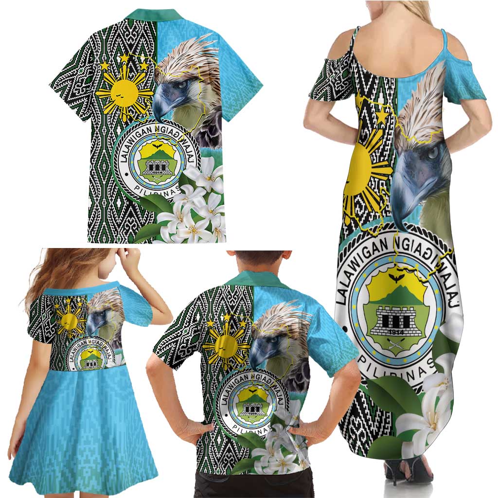 Cotabato Philippines Province Family Matching Summer Maxi Dress and Hawaiian Shirt Filipino Eagle Sampaguita Tinalak Pattern LT14 - Polynesian Pride