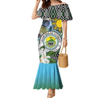 Cotabato Philippines Province Mermaid Dress Filipino Eagle Sampaguita Tinalak Pattern LT14 Women Blue - Polynesian Pride