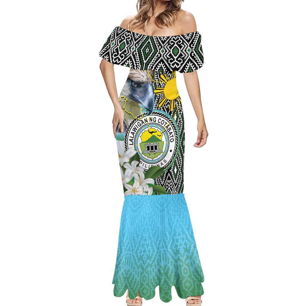 Cotabato Philippines Province Mermaid Dress Filipino Eagle Sampaguita Tinalak Pattern LT14 - Polynesian Pride