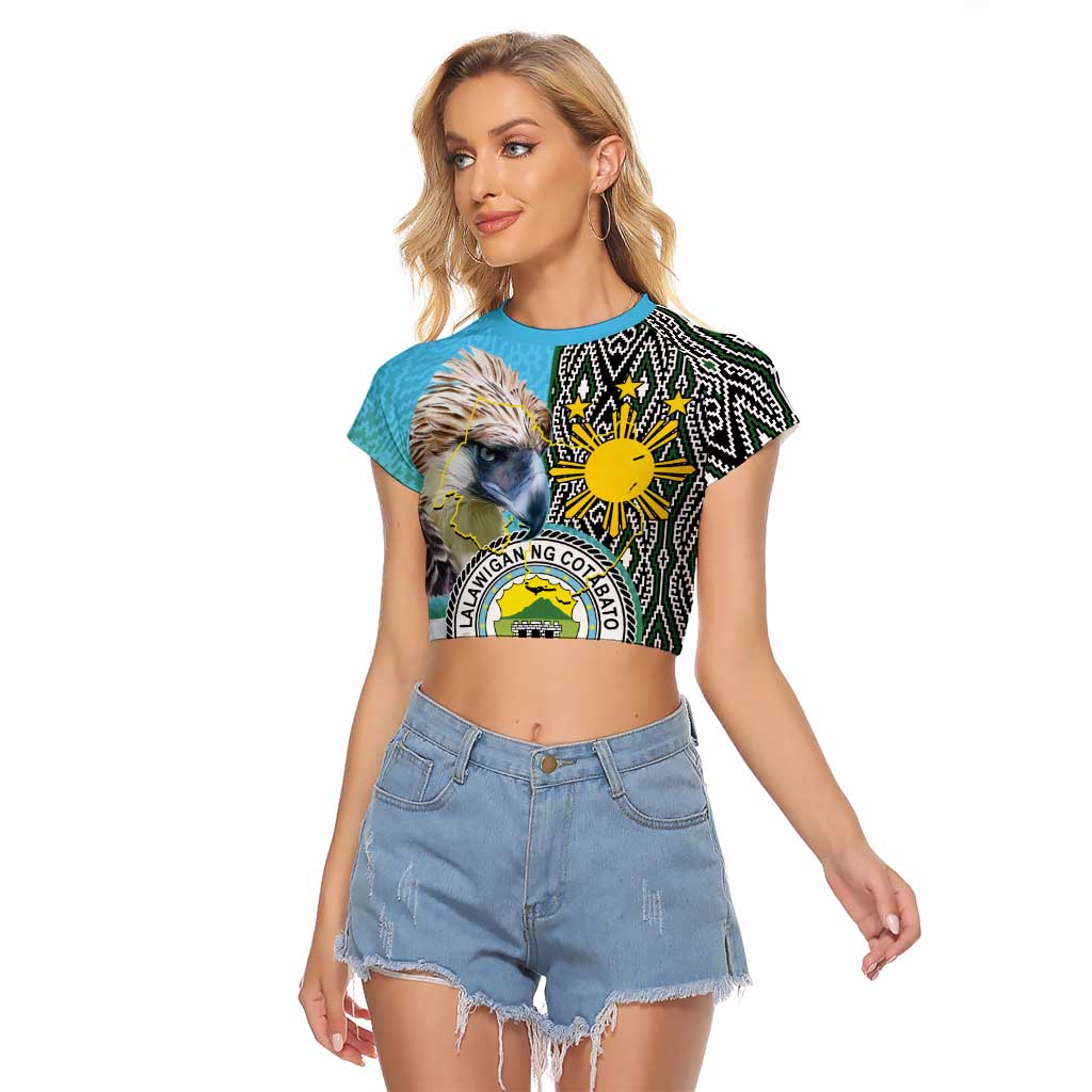 Cotabato Philippines Province Raglan Cropped T Shirt Filipino Eagle Sampaguita Tinalak Pattern