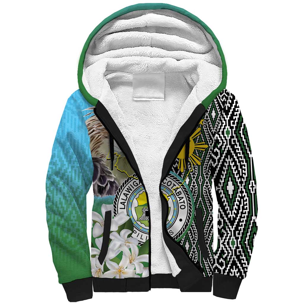 Cotabato Philippines Province Sherpa Hoodie Filipino Eagle Sampaguita Tinalak Pattern LT14 Unisex Blue - Polynesian Pride