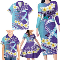 No Story Should End Too Soon Suicide Awareness Family Matching Long Sleeve Bodycon Dress and Hawaiian Shirt Purple And Teal Polynesian Ribbon LT14 - Polynesian Pride