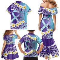 No Story Should End Too Soon Suicide Awareness Family Matching Mermaid Dress and Hawaiian Shirt Purple And Teal Polynesian Ribbon LT14 - Polynesian Pride