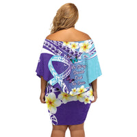 No Story Should End Too Soon Suicide Awareness Family Matching Off Shoulder Short Dress and Hawaiian Shirt Purple And Teal Polynesian Ribbon LT14 - Polynesian Pride