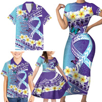 No Story Should End Too Soon Suicide Awareness Family Matching Short Sleeve Bodycon Dress and Hawaiian Shirt Purple And Teal Polynesian Ribbon LT14 - Polynesian Pride
