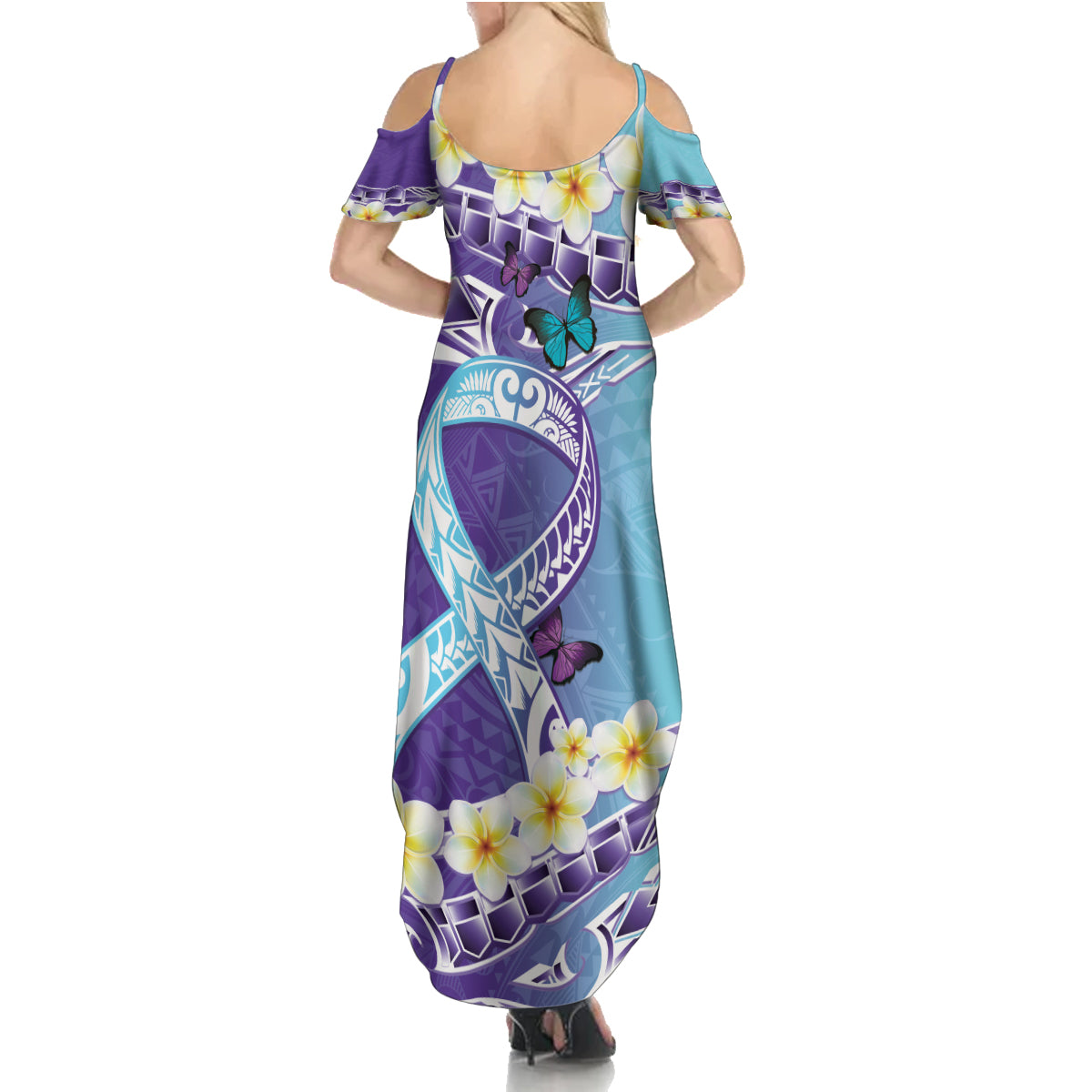 No Story Should End Too Soon Suicide Awareness Family Matching Summer Maxi Dress and Hawaiian Shirt Purple And Teal Polynesian Ribbon LT14 - Polynesian Pride