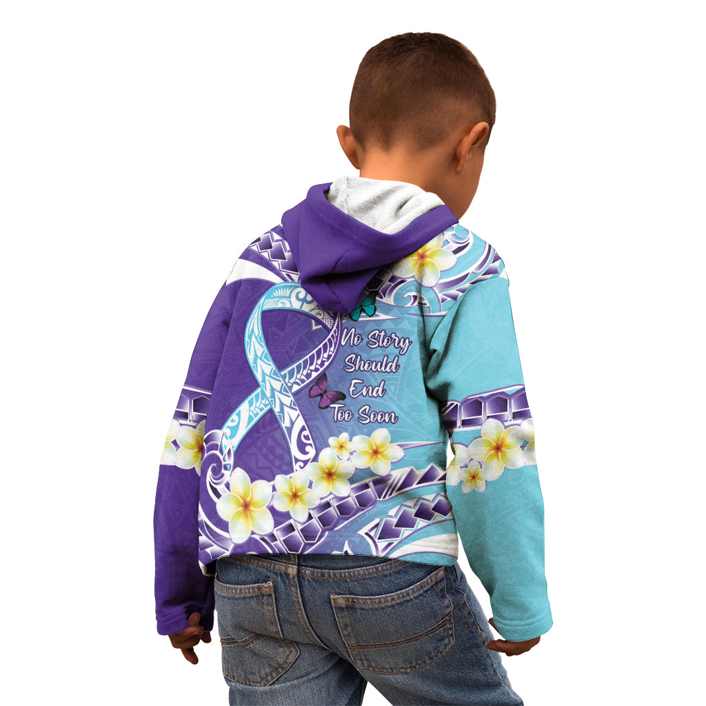 No Story Should End Too Soon Suicide Awareness Kid Hoodie Purple And Teal Polynesian Ribbon LT14 - Polynesian Pride