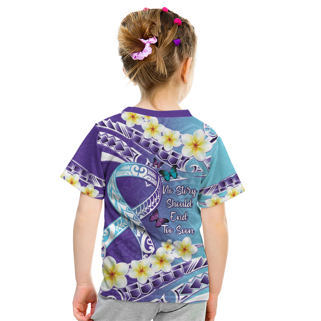 No Story Should End Too Soon Suicide Awareness Kid T Shirt Purple And Teal Polynesian Ribbon LT14 - Polynesian Pride