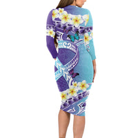 No Story Should End Too Soon Suicide Awareness Long Sleeve Bodycon Dress Purple And Teal Polynesian Ribbon LT14 - Polynesian Pride