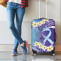 No Story Should End Too Soon Suicide Awareness Luggage Cover Purple And Teal Polynesian Ribbon LT14 - Polynesian Pride