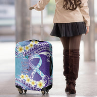 No Story Should End Too Soon Suicide Awareness Luggage Cover Purple And Teal Polynesian Ribbon LT14 - Polynesian Pride