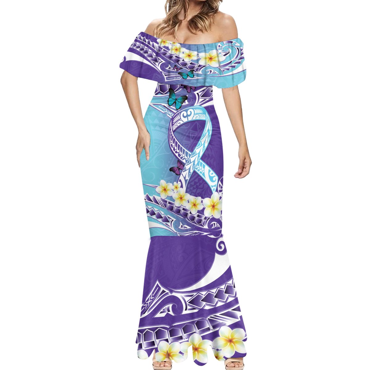 No Story Should End Too Soon Suicide Awareness Mermaid Dress Purple And Teal Polynesian Ribbon LT14 - Polynesian Pride