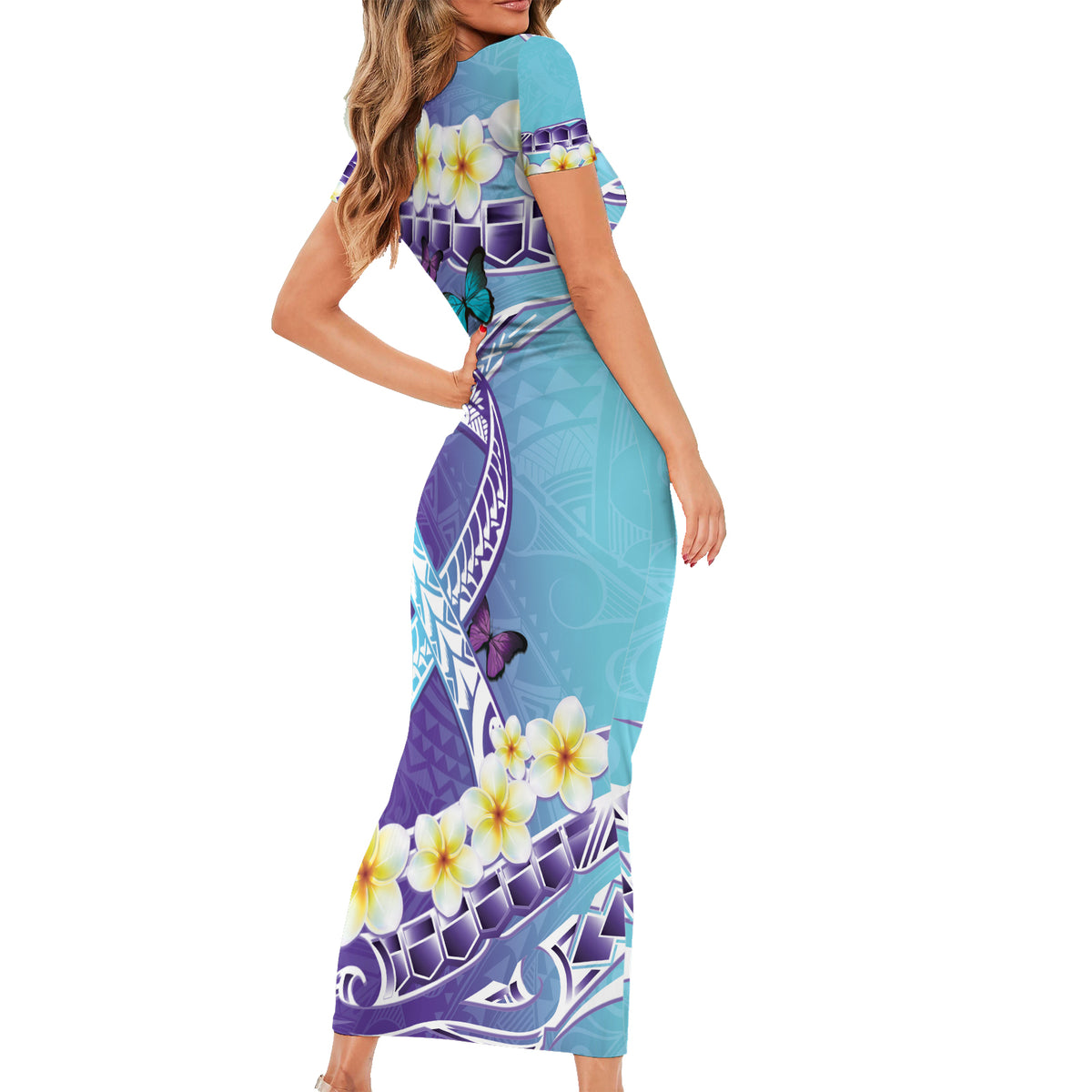 No Story Should End Too Soon Suicide Awareness Short Sleeve Bodycon Dress Purple And Teal Polynesian Ribbon LT14 - Polynesian Pride