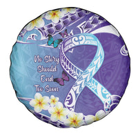 No Story Should End Too Soon Suicide Awareness Spare Tire Cover Purple And Teal Polynesian Ribbon LT14 - Polynesian Pride