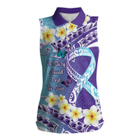No Story Should End Too Soon Suicide Awareness Women Sleeveless Polo Shirt Purple And Teal Polynesian Ribbon LT14 Female Purple - Polynesian Pride
