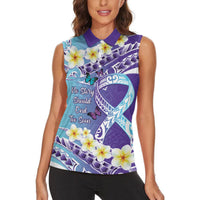 No Story Should End Too Soon Suicide Awareness Women Sleeveless Polo Shirt Purple And Teal Polynesian Ribbon LT14 - Polynesian Pride