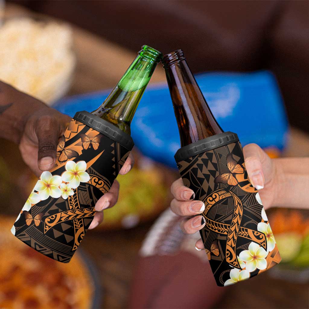 Liver Cancer Awareness Month 4 in 1 Can Cooler Tumbler Awareness Is Key Orange Polynesian Ribbon LT14 - Polynesian Pride