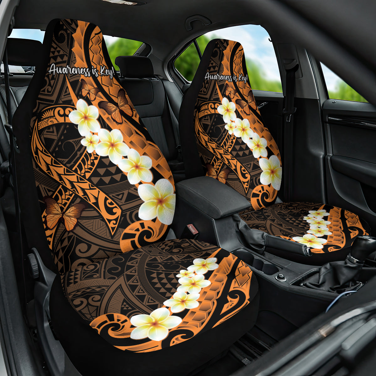Liver Cancer Awareness Month Car Seat Cover Awareness Is Key Orange Polynesian Ribbon LT14 One Size Orange - Polynesian Pride