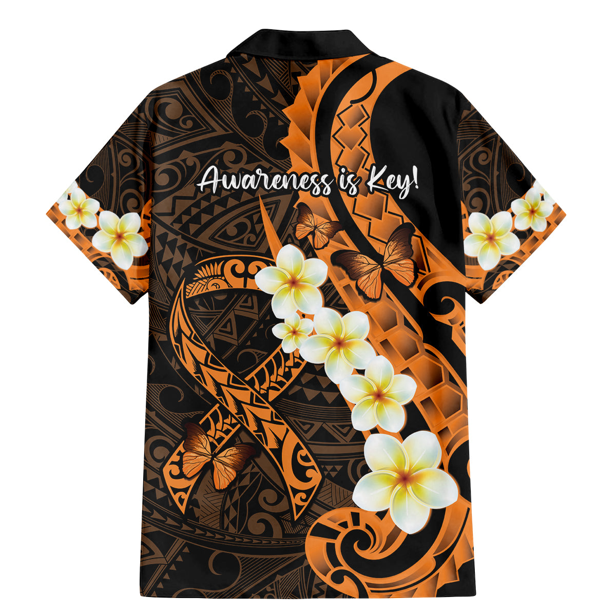 Liver Cancer Awareness Month Family Matching Mermaid Dress and Hawaiian Shirt Awareness Is Key Orange Polynesian Ribbon LT14 - Polynesian Pride