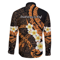 Liver Cancer Awareness Month Family Matching Short Sleeve Bodycon Dress and Hawaiian Shirt Awareness Is Key Orange Polynesian Ribbon LT14 - Polynesian Pride