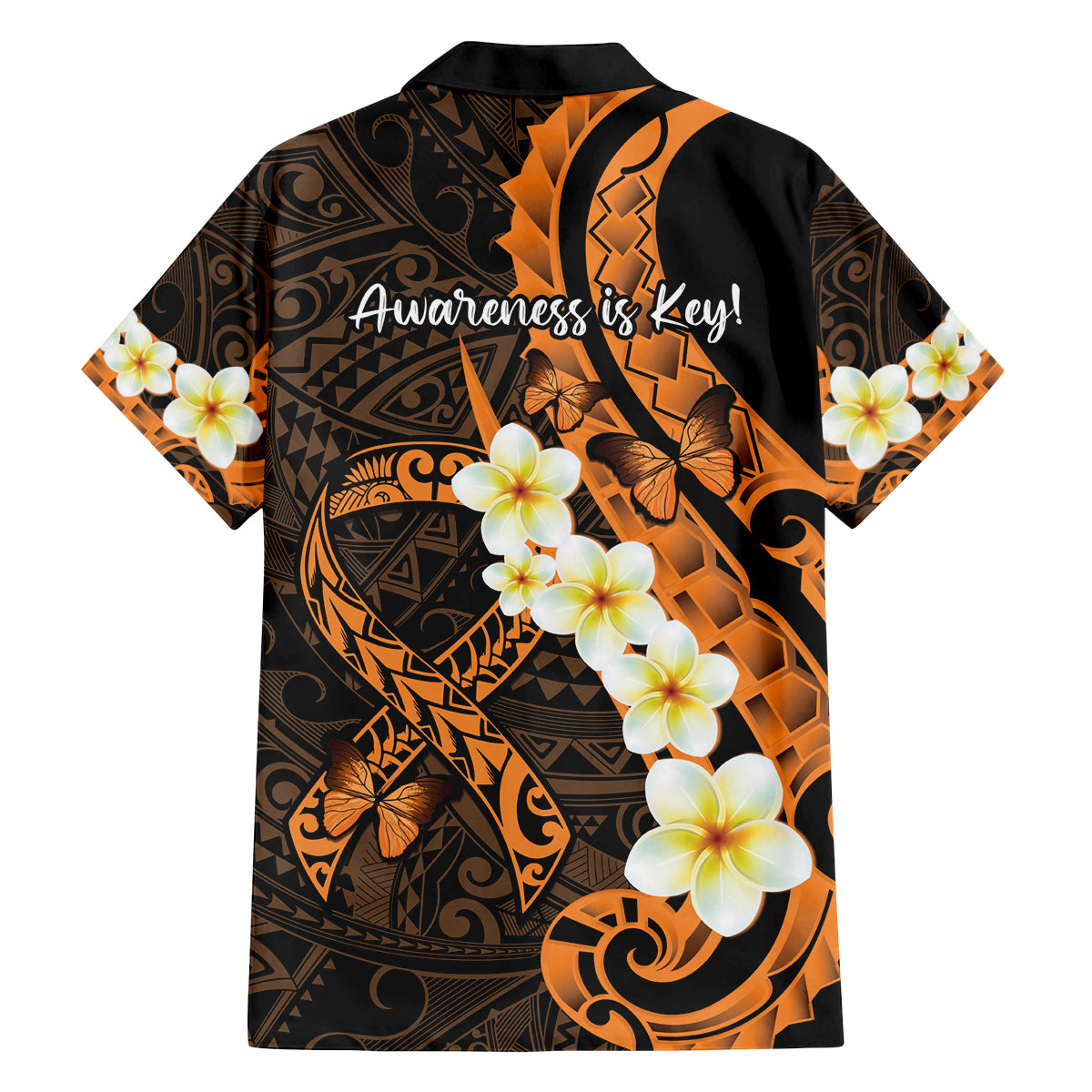 Liver Cancer Awareness Month Family Matching Summer Maxi Dress and Hawaiian Shirt Awareness Is Key Orange Polynesian Ribbon LT14 - Polynesian Pride
