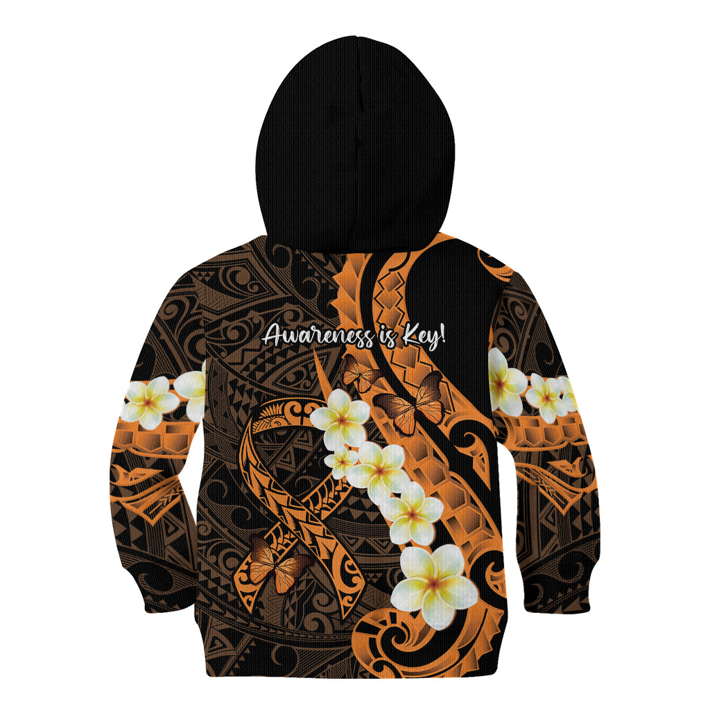 Liver Cancer Awareness Month Kid Hoodie Awareness Is Key Orange Polynesian Ribbon LT14 - Polynesian Pride