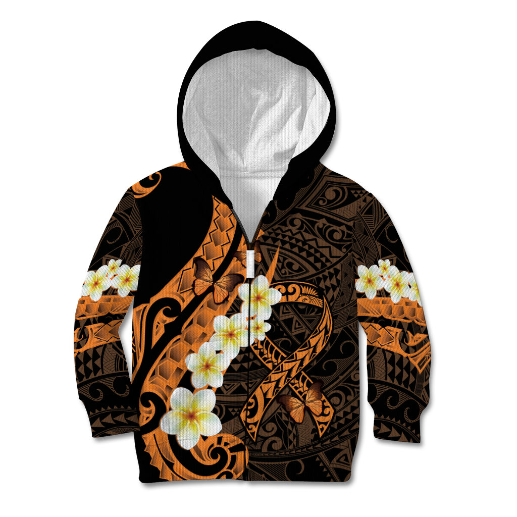 Liver Cancer Awareness Month Kid Hoodie Awareness Is Key Orange Polynesian Ribbon LT14 Zip Hoodie Orange - Polynesian Pride
