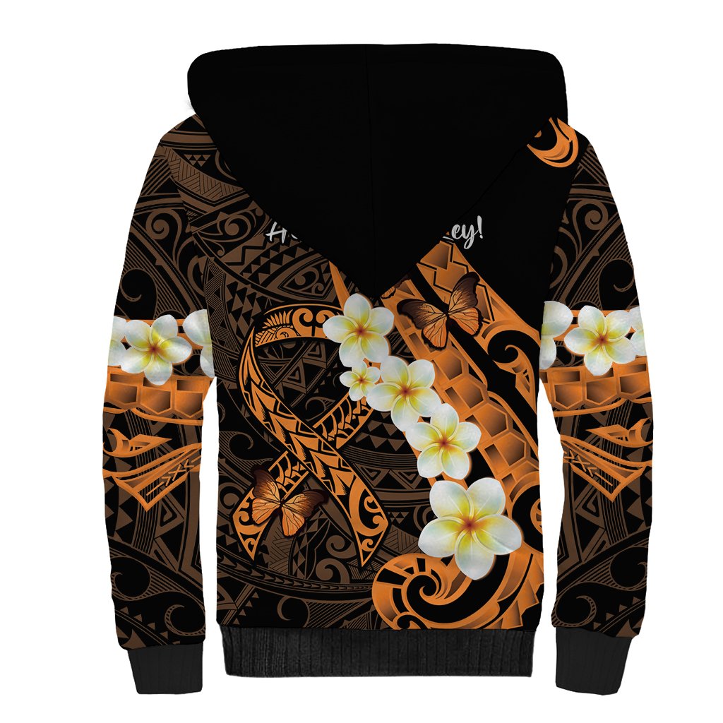 Liver Cancer Awareness Month Sherpa Hoodie Awareness Is Key Orange Polynesian Ribbon LT14 - Polynesian Pride