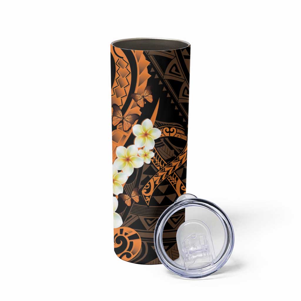 Liver Cancer Awareness Month Skinny Tumbler Awareness Is Key Orange Polynesian Ribbon LT14 - Polynesian Pride